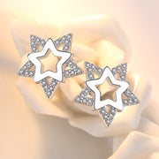 Women's Fashion Refined Rhinestone Double Star Ear Rings