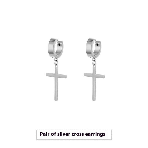 Cross Stud Earrings Male European Hip Hop